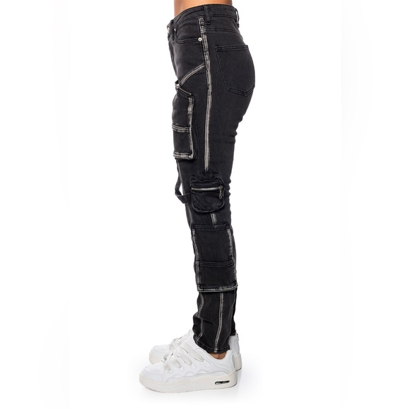 Dark Grey Gear Up Skinny Cargo Women Jeans - Picture 5 of 12